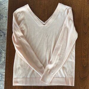 Loft Light Peach/Pink V-Neck Sweater small